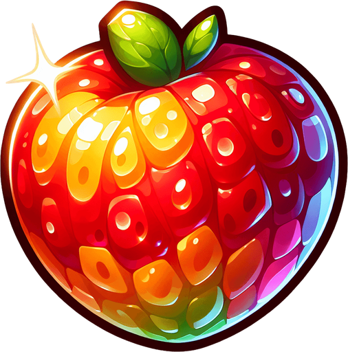 Fruit.
Single Game Texture.  In-Game asset.  2d.  Blank background.  High contrast.  No shadows