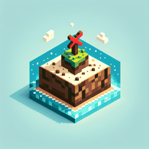 isometric tiny mini pirate island that floats in the sky. an red painted X marks the spot located in the center of the map. pixelated. 8 bit..
Single Game Texture. In-Game asset. 2d. Blank background. High contrast. No shadows.