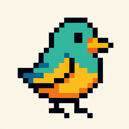 Bird pixel.
In-Game asset.  2d.  High contrast.  No shadows