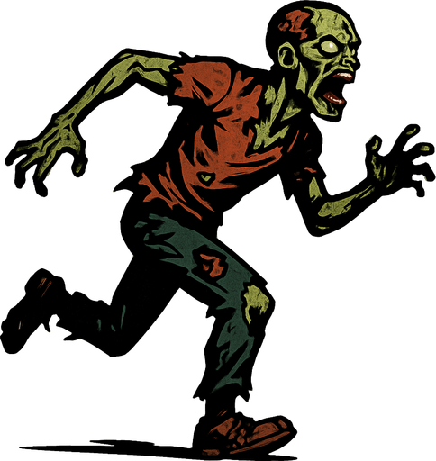 runner zombie.
In-Game asset.  2d.  High contrast.  No shadows