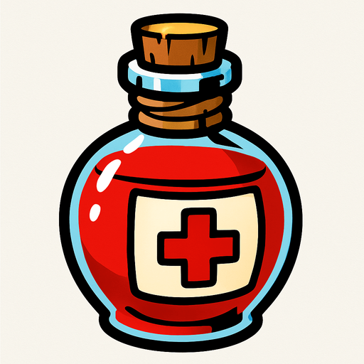 Draw a health elixir..
In-Game asset.  2d.  High contrast.  No shadows