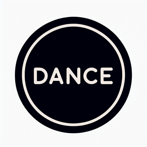 black button with white lined and rounder corners, 'Dance' text on the center