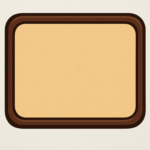 A tan dialog box background with a dark brown border..
In-Game asset.  2d.  High contrast.  No shadows. Cartoon style. 3D image