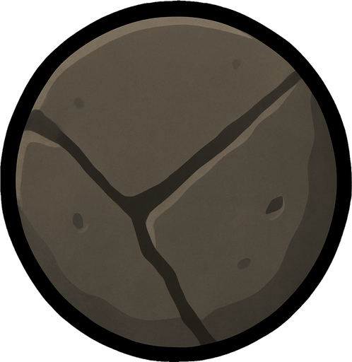Following the art style; make a tinny circular stone bullet