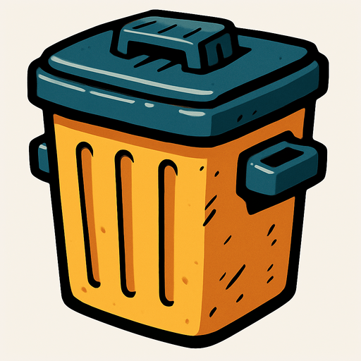 trashcan.
In-Game asset.  2d.  High contrast.  No shadows