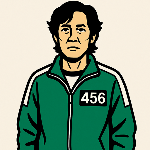 Crea el player 456 del juego del calamar quieto parecido al otro que me generastes.
In-Game asset.  2d.  High contrast.  No shadows