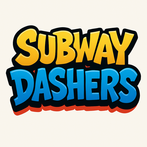 subway surfers style logo with text subway dashers.
In-Game asset.  2d.  High contrast.  No shadows
