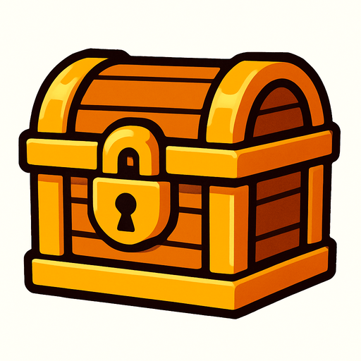 treasure chest.
In-Game asset.  2d.  High contrast.  No shadows