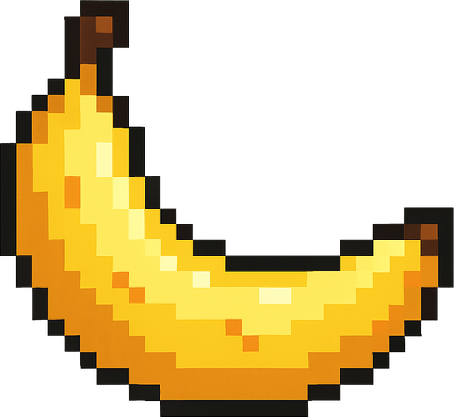 Pixel banana.
In-Game asset.  High contrast.  No shadows