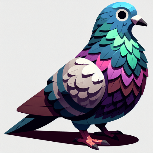 pigeon without shadow.
Single Game Texture.  In-Game asset.  2d.  Blank background.  High contrast