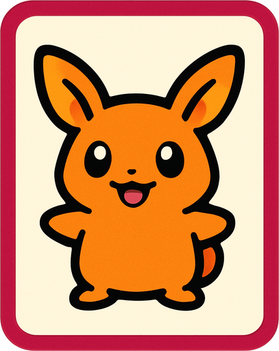 Create an image for a memory game's card's front with an icon of a cute pocket creature.
In-Game asset.  2d.  High contrast.  No shadows