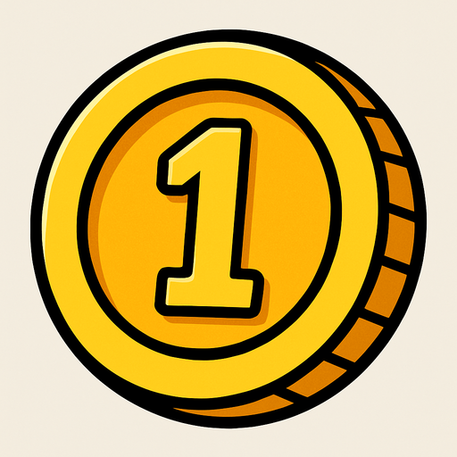 one coin.
In-Game asset.  2d.  High contrast.  No shadows