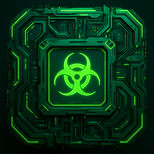 Toxin top square of tower facing the screen to use it as a grid. future. seen from above. Cyberpunk. abstract. HD colors. green color. No Diagonal images.