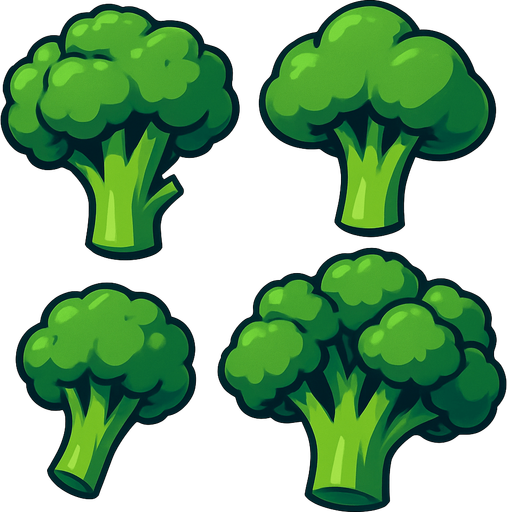 Pack of different broccoli.
In-Game asset.  High contrast.  No shadows. 3D