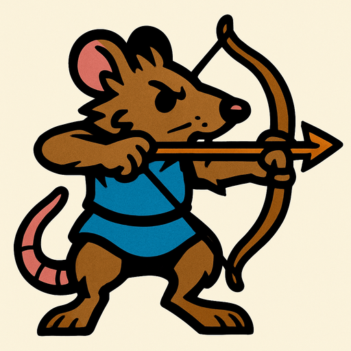 Rat with a arco.
In-Game asset.  2d.  High contrast.  No shadows