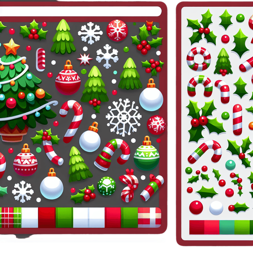 Cartoon Christmas decoration  
Single Game Texture. In-Game asset. 2d. Blank background. High contrast. No shadows.