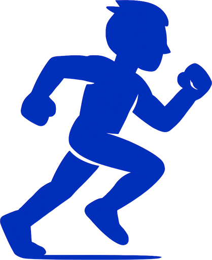 blue runner running.
In-Game asset.  2d.  High contrast.  No shadows