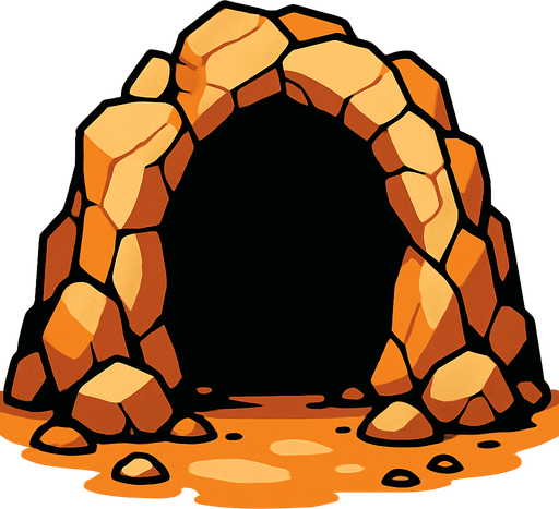 mağara girişi.
In-Game asset.  2d.  High contrast.  No shadows