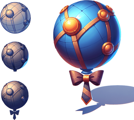 Шарик воздушный на с галстуком.
Single Game Texture. In-Game asset. 2d. Blank background. High contrast. No shadows.