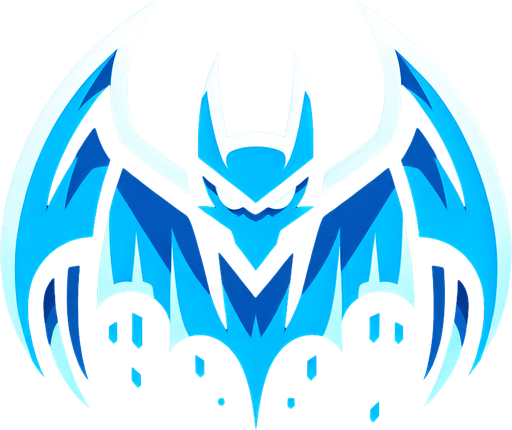 blue bat.
Single Game Texture. In-Game asset. 2d. Blank background. High contrast. No shadows.