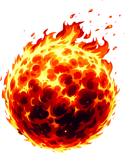 A fireball.
Single Game Texture. In-Game asset. 2d. Blank background. High contrast. No shadows.
