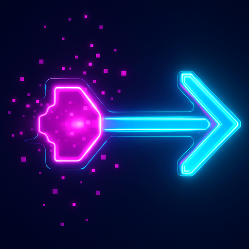 Neon cyberpunk 3d arrow glowing