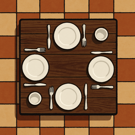 Masa ve sandalyesiz - üstten görünüm restaurant gerçekçi - yazısız.
In-Game asset.  2d.  High contrast.  No shadows