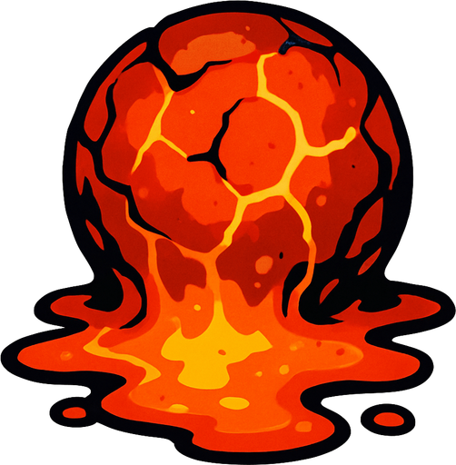 Lav topu erimiş.
In-Game asset.  2d.  High contrast.  No shadows