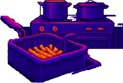 A background image view looking into a fry kitchen.