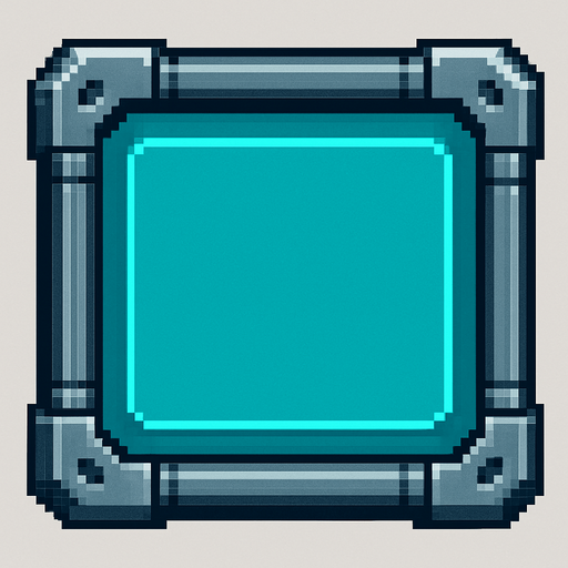 sci-fi pixel art UI panel.  glass with a steel border..
In-Game asset.  2d.  High contrast.  No shadows