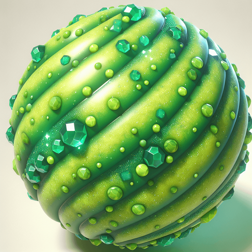 Basic Prompt:
Bright green candy, emerald green tones, crystallized texture, covered in small sugar granules, looking sweet and delicious.
More Detailed Prompt (Optional):
Bright green candy, with hints of emerald green and light lime green sparkles, crystallized texture, covered in small sugar granules, looking fresh and delicious as if it was just made. There is a faint halo of light around the candy, and the background is blurred.
Additional Details to Add to the Prompt:
Shape: Round, square, heart-shaped, etc.
Material: Glass, frosted glass, sugar crystal, etc.
Lighting: Soft, hard, dramatic, etc.
Background: Solid color, patterned, blurred, themed (e.g., candy store), etc.
Additional Objects: Other candies, paper packaging, ribbon, etc.
Example Combined Prompt:
Round, bright green candy with emerald green and lime green tones, crystallized texture, covered in small sugar granules, looking fresh and delicious. Soft lighting, blurred background..
Single Game Texture.  In-Game asset.  2d.  Blank background.  High contrast.  No shadows