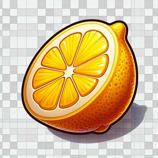 sliced fruit lemon with two slices 1one left and one right.
Single Game Texture.  In-Game asset.  2d.  Blank background.  High contrast.  No shadows.
Single Game Texture.  In-Game asset.  2d.  Blank background.  High contrast.  No shadows