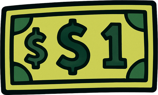 dollar.
In-Game asset.  2d.  High contrast.  No shadows