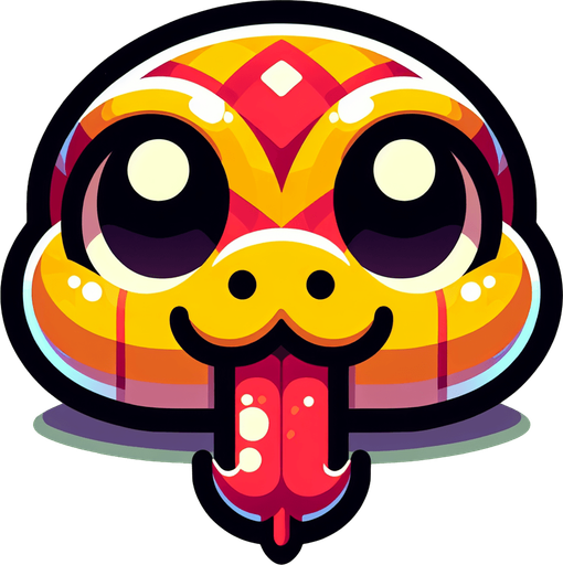 Two big eyes with tounge outside  that is snake head with  yellow and redcolors .
Single Game Texture.  In-Game asset.  2d.  Blank background.  High contrast.  No shadows