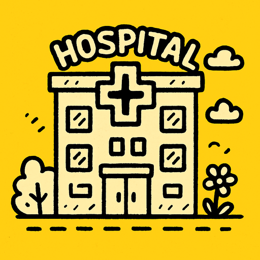 hospital but doodle style.
In-Game asset.  2d.  High contrast.  No shadows