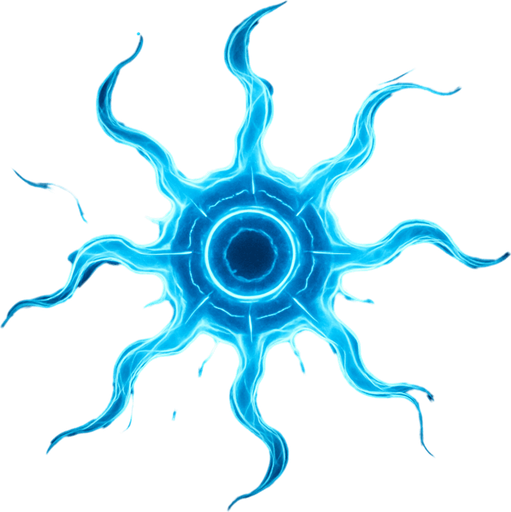 sleek spectral virus entity, flowing energy trails, ghostly and translucent, topdown view, neon blue and white accents, glitch particles, sci-fi, circular, symmetrical.
In-Game asset.  2d.  High contrast.  No shadows