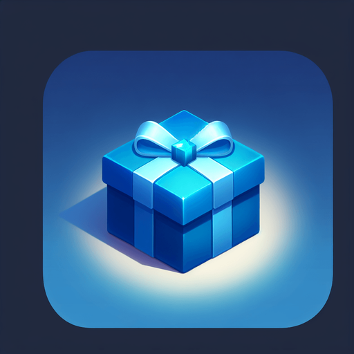 A blue christmas present. Single Game Texture. In-Game asset. 2d. Blank background. High contrast. No shadows.