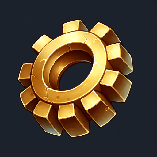 латунная шестерня в стиле hand-paint.
Single Game Texture.  In-Game asset.  2d.  Blank background.  High contrast.  No shadows