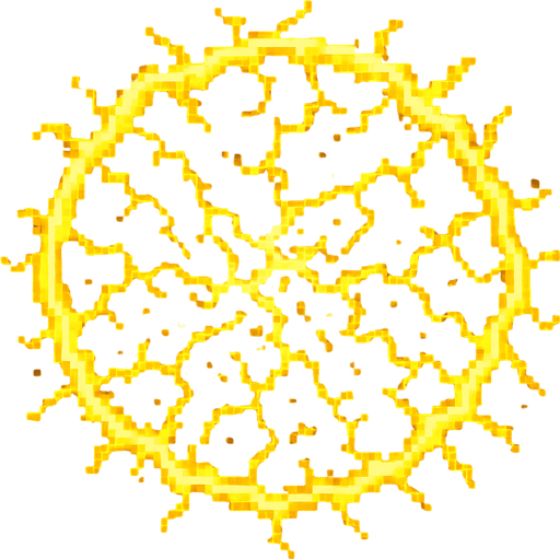 crackling circular energy field, pixel art, top down, filled with yellow electricity.
In-Game asset.  2d.  High contrast.  No shadows