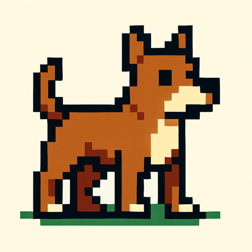 pixel art dog.
In-Game asset.  2d.  High contrast.  No shadows