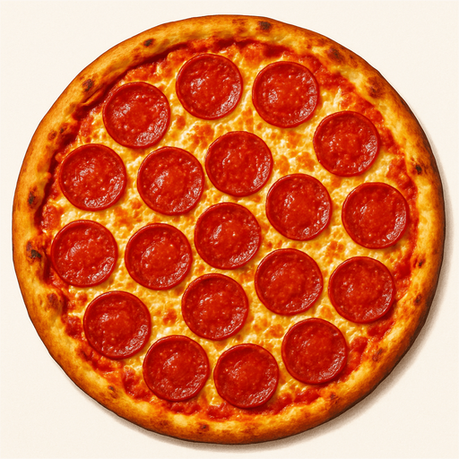 a realistic pizza.
In-Game asset.  2d.  High contrast.  No shadows