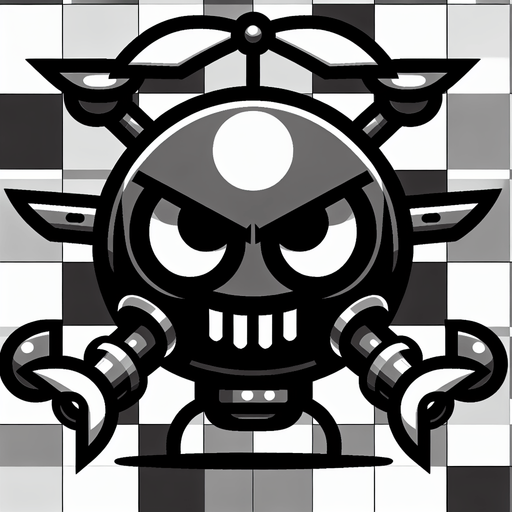 A evil cartoon drone.
Single Game Texture. In-Game asset. 2d. Blank background. High contrast. No shadows.