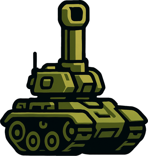 tank with vertical cannon.
In-Game asset.  2d.  High contrast.  No shadows