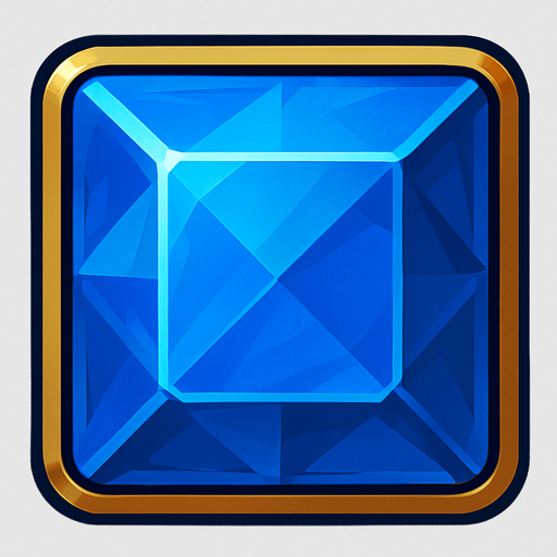 Blue gem square.
In-Game asset.  2d.  High contrast.  No shadows