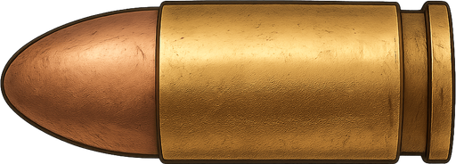 can you make it a real life bullet. No background. Transparent background. Blank background. No shadows. 2d. In-Game asset. flat