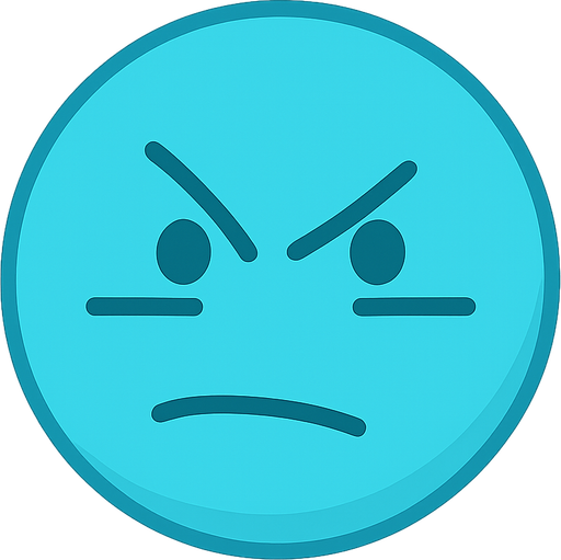 angry cyan ball. No background. Transparent background. Blank background. No shadows. 2d. In-Game asset. flat