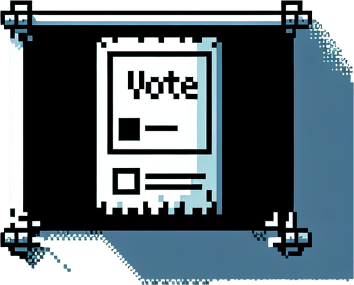 vote slip. cartoon. 8-bit..
Single Game Texture. In-Game asset. 2d. Blank background. High contrast. No shadows.