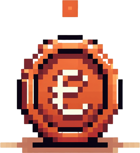 perspective of simple copper coin with a cent sign ‘¢’....
video game sprite