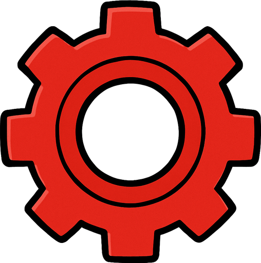 red gear top view tranparent.
In-Game asset.  2d.  High contrast.  No shadows