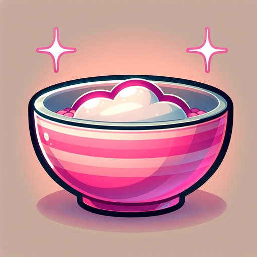 a pink kithen bowl. Single Game Texture. In-Game asset. 2d. Blank background. High contrast. No shadows.